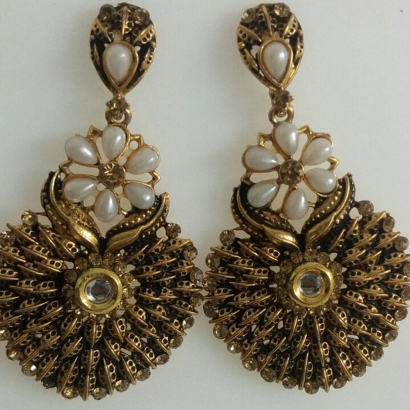 Gold Finish Earrings - Pearls