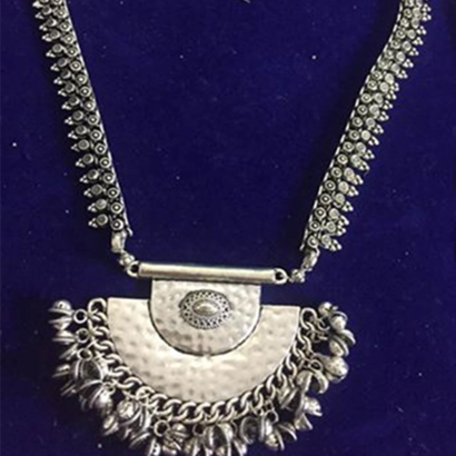 German silver Long Half Shape Pendant necklace