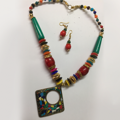 Multicolor Necklaces - (Red Square)